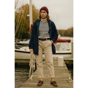 Vintage 90s New River J Class Sailing Hooded Jacket – Blue Cotton –‎ Size XL